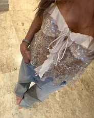 Claris | Sequin Halter Top