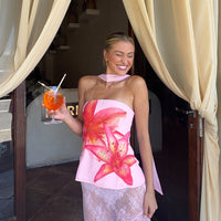 Aurora | Floral Sleeveless Top with Scarf