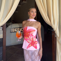 Aurora | Floral Sleeveless Top with Scarf
